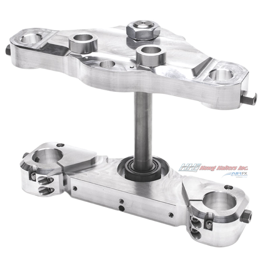 Bolt-On triple tree kit for a 23 inch wheel. Machine finish. Fits 2000-2013 FL touring