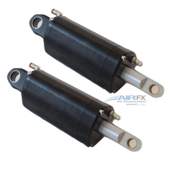 Picture of AirFX Rear Air Ride magnum shock pair with black hardcoat anodized finish that fits all Kawasaki Vaquero model years